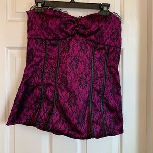 Black and deep purple lace corset